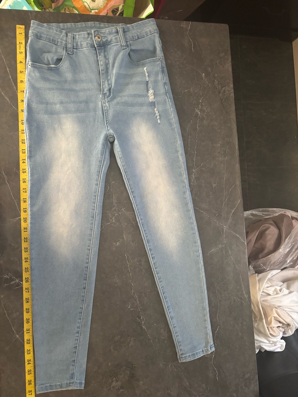 SHEIN Light Blue Skinny Jeans with Subtle Distress